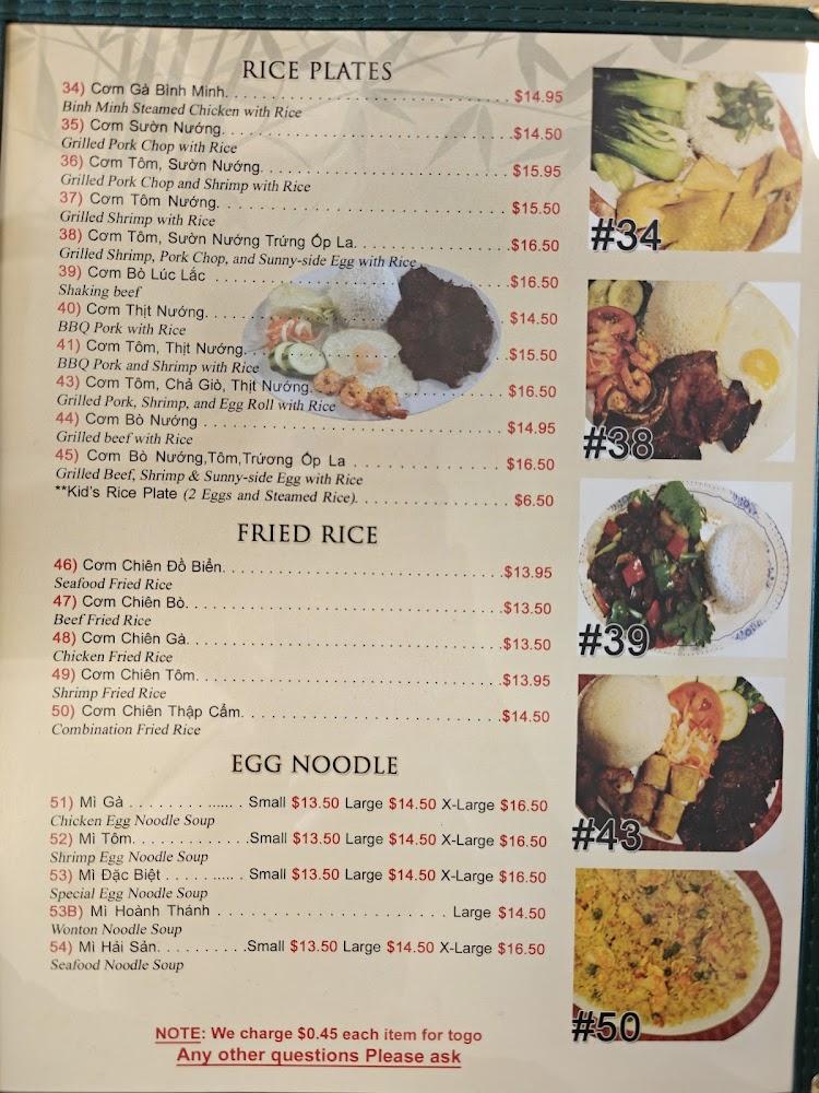 Phở Bình Minh Restaurant Menu image 1